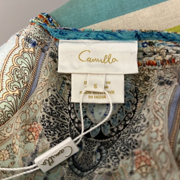 Camilla 100% silk drop shoulder top - Make love not war NWT - Picture 12 of 13